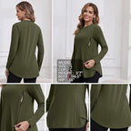 GINKANA Women's Nursing Shirts Long Sleeve 3 Packs Hidden Zipper Breastfeeding Pumping Tops Side Split Maternity Clothes