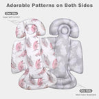 Upgraded Infant Car Seat Insert, 2-in-1 Reversible Baby Car Seat Head Support with 3 Strap Covers, All Seasons Newborn Car Seat Insert and Baby Carseat Cushion for Stroller, Swing, Rocker, Bassinets