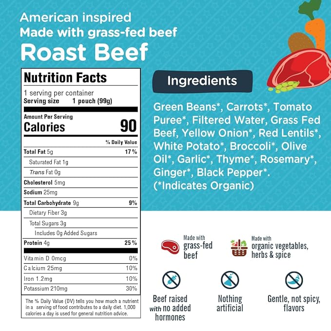 Li’l Hala Baby Food Pouches – 24 Total (2 Flavors) – Grass-Fed Beef Shawarma & Roast Beef with Organic Veggies – Protein & Healthy Fats – Toddler Meat Puree Meals for 6+ Months – No Hormones – 3.5 oz