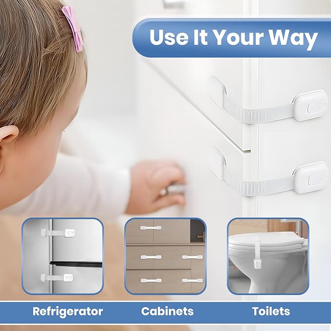 Baby Proofing Toilet Seat Locks Set - Toilet Lid Locks & Multi-Purpose Safety Locks - Easy Installation Child Locks Set with 3M Adhesive - No Tools Required (Pack of 2)