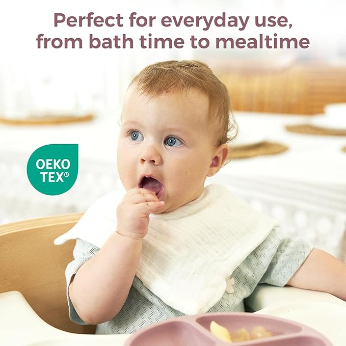 Momcozy Soft & Absorbent Baby Washcloths - 4 Layer Design| Medium Thickness| Premium Cotton for Newborns' Skin-Great for Bathing, Wiping & on-The-go Use, Shower Gift and Essential(5 Pack, 10x10 inch)