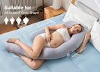 Momcozy Pregnancy Pillow with Cooling Cover, Dreamlign U Pro Maternity Pillow with Adjustable Leg Pillow - Support for Back, HIPS, Belly, Legs for Pregnant Women, 50-72 Inch Full Body Pillow, Grey