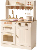 ROBOTIME Play Kitchen for Kids Toddlers, Wooden Pretend Play Kitchen Set Toy with Cutting Food Set, Toys Kitchen Gift for 3+ Year Old Kids, Girls & Boys