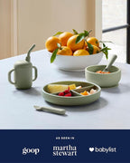 Lalo Suction Plates - 2 Pack, 100% Silicone Non-Toxic BPA-Free Baby Plates with Suction Base To Prevent Accidental Tip-Overs - Suction Plates for Toddlers With Three Divided Sections - Sage