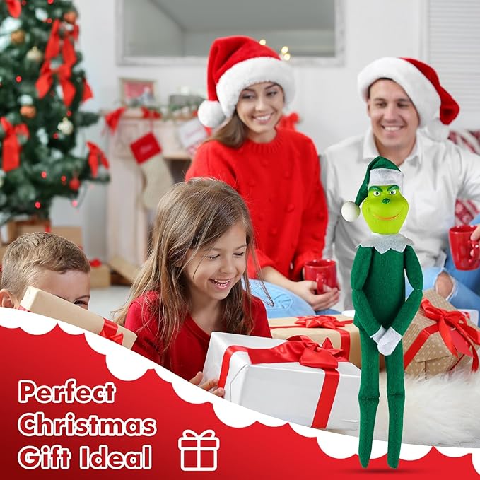 12.6'' Red Christmas Monster Plush Toy, Christmas Stuffed Figures Doll for Kids and Christmas Tree Home Decorations(Green)