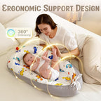 HKAI Baby Lounger – Soft Cotton Infant Floor Seat for Newborn to 24 Months, Portable Baby Essentials for Boys & Girls, Travel-Friendly Baby Lounge Pillow