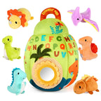 Baby Toys 6-12 Months - Soft Dinosaur Egg Toy with Rattle, Crinkle Paper, Squeaker, Mirror - Baby Sensory Toys for 6+ Month Old Developmental, Montessori Toys for 1 Year Old Boy Girl Gifts