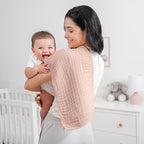 Comfy Cubs Muslin Burp Cloths 20" x 10", Pack of 10 - Large, 6-Layer, Ultra Absorbent 100% Cotton for Baby Drool and Messes - Soft, Safe & Gentle Baby Burp Cloths for Boys & Girls - Blush