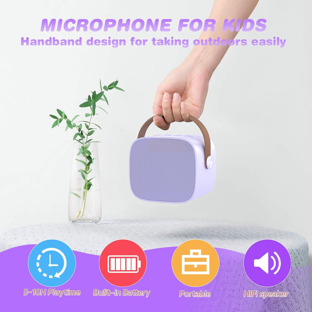 Mini Karaoke Machine,Funny Toys Christmas Birthday Gifts for Kids Age 4-12 Girls,Boys,Adults, Karaoke Microphone Toys for 4,5,6,7,8,9,10,11,12+ Year Old Girls Boys (Purple 2 mics)