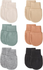 BQUBO 6 Pairs Newborn Baby Boys Girls Mittens 0-6 Months Unisex-Baby Infant Mittens Elastic No Scratch Wrist Gloves