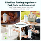 Portable Bottle Warmer for Baby on The Go, 16.91oz 100% Faster Heating & Precise Temperature Control, Leak-Proof Design, Child Safety Lock, Ideal for Travel, Formula & Breast Milk Warmer