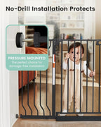 Mom's Choice-GROWNSY Baby Gate for Stairs, 30.5"-43" Pressure Mounted Pet Gate for Doorways-Auto Close Dog Gate for The House-Easy Installation & Walk Thru Wide Safety Gate, Black