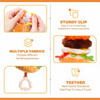 Jollybaby Baby Musical Pull String Hanging Toys for Stroller Car Seat Crib Play Gym, Plush Stuffed Hamburg Bear Toy for Carseat with Music Teether Crinkle, Sensory Toy for 0-6-12-18 Months Baby Gifts