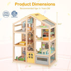 Costzon Wooden Dollhouse for Kids, Modern Family Pretend Playhouse w/Furniture Pieces & Figures, DIY Play House Toy w/Garage & Openable Door for Girls & Boys Ages 3+