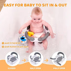 Baby Bath Seat for Babies 6 Months & Up Sitting Up,Infant Bath Seat with Temperature Alert+Open Backrest+on/Off Armrest,Toddler Bath seat Baby Bath Chair for Bathtub,Tub,Sink Grey