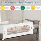 BABY JOY Double Sided Bed Rail Guard, 2 Pack, Extra Long, Swing Down for Convertible Crib, Folding Baby Safety Bedrail for Kids Twin Full Size Queen King Mattress, Rails for Toddlers (White, 48")