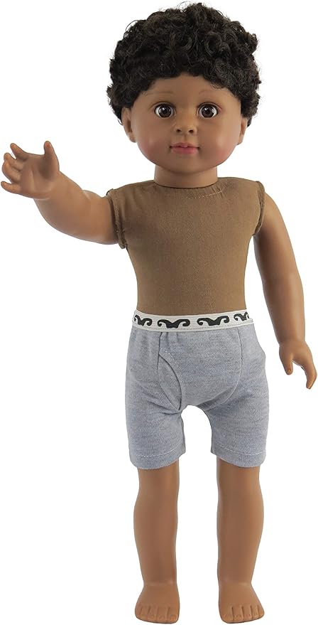 American Fashion World 18-Inch 'Isaac' African American Vinyl Posable Boy Doll with Dark Brown Hair | Undressed Doll | Premium Quality & Design