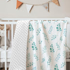 Baby Blankets for Boys Girls, Soft Nursery Minky Blankets with Muslin and Dotted Fleece Back 30x40 inches, Receiving Bed Quilt for Newborn, Infants, Toddlers (Leaf)