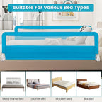 HONEY JOY Bed Rail for Toddlers, 71-in Extra Long, Portable Safety Bed Guardrail w/Double Safety Child Lock, Foldable Baby Bed Rail Guard, Fit King & Queen Full Twin Size Bed Mattress(Blue, Pack 1)