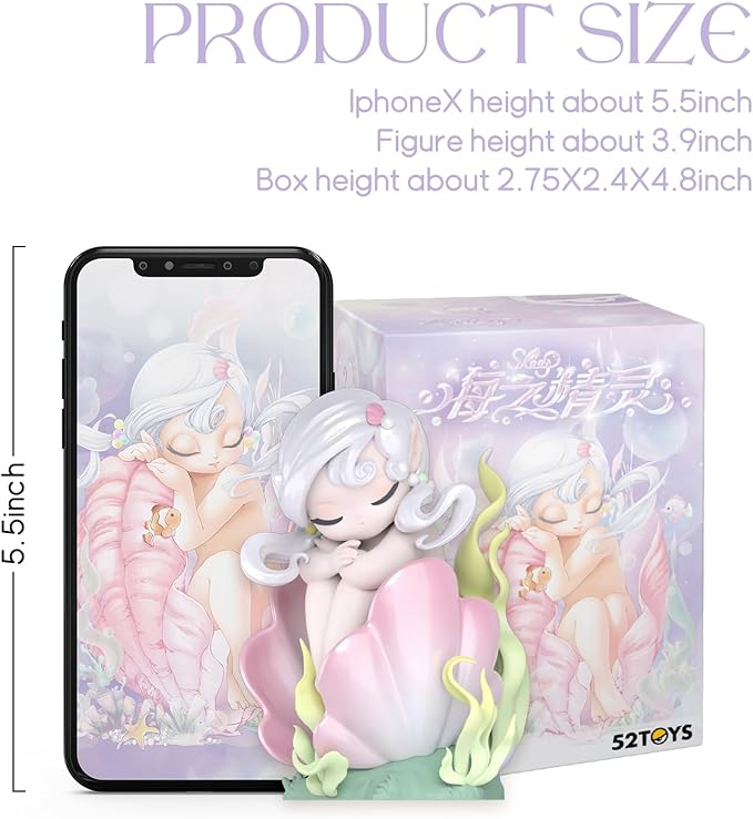 52TOYS Sleep Sea Elves Series Figurine Whole Set Action Figure Collectible Toy Desktop Decoration 3.3 Inch Gift for Birthday Party Holiday