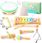 Montessori Musical Instruments for Toddlers, Wooden Musical Toys for Kids 3+, Eastar Kido Percussion Instruments Set for Boys Girls, Preschool Educational Toys with Storage Bag Christmas Birthday KW-1