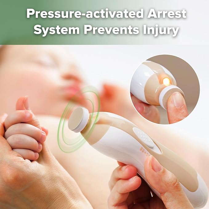 haakaa Baby Nail Trimmer Electric Baby Nail Clippers Kit for Newborn, Toddler or Adults Fingernails and Toenails Care, Baby Nail Care Set & Extra 4 Replacement Pads Combo - Acorn