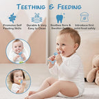 WAJIAYON Baby Breastmilk Popsicle Molds & Baby Fruit Feeder, Infant Food Freezer Tray Storage Containers, Silicone Teething Pacifier Feeder and Teether for Babies,Shower Gifts for Boys and Girls-Blue