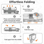 MoreFeel Collapsible Baby Bathtub for Newborn with Thermometer & 1 Hooded Towel & 1 Soft Floating Cushion,Portable Travel Bathtub with Drain Hole, Durable Foldable Baby Tubs for Infants to Toddler