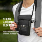 VENTURE 4TH Passport Holder Neck Wallet with RFID Blocking Nylon Lining - Hidden Neck Pouch for Travel (Sleek Gray)