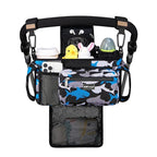 TOPDesign Universal Baby Stroller Organizer, Stroller Caddy with Detachable Mesh Bag & Heightened Insulated Cup Holders & Non-Slip Secure Hooks Accessories, Fits Most Strollers (Sharks)