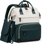 LOVEVOOK Diaper Bag Backpack, Baby Bag with Changing Station, Large Diaper Backpack for Moms Dads, Waterproof Leather Accents Baby Boy and Girl Bag for Travel Baby Essentials, Dark Green-Beige