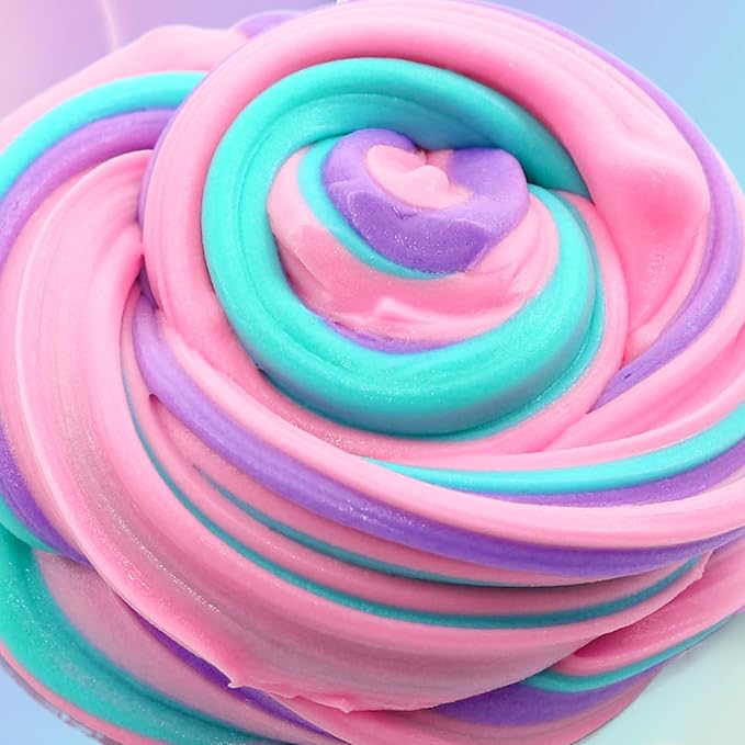 Unicorm Butter Slime kit 3 Colors,Fidget Toy,Squeezing Toys,DIY Education Art Craft Toys,Super Soft and Non Sticky,Scented,Party Favors and Birthday, in Bucket (10OZ)
