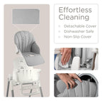 KÜB 3-in-1 Foldable Baby High Chair | Multifunctional Infant High Chairs for Babies and Toddlers | Removable Seat & Tray Easy Clean | 7 Height & 4 Recline Adjustable | 2 Locking Wheels (Grey)