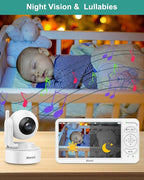 6" Baby Monitor with 2 Cameras 4000mAh Battery Upgrade Split Screen Video Baby Monitor No WiFi Remote Pan-Tilt-Zoom Auto-Night Vision 150 Languages ECO Mode 2-Way Talk 1000FT (Ideal Condition)