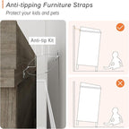 WAMPAT Grey Baby Dresser with 6 Drawers for Kids Room, Wooden Kids Dressers Double Dresser for Bedroom, Rustic Chest of Drawers Storage Dressers Organizer for Nursery, 47 Inch