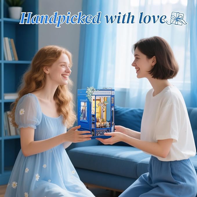 CUTEBEE Book Nook Kit - DIY Miniature House Dollhouse Kit for Adults and Teens, Booknook Tiny House Bookshelf Decor 3D Wooden Puzzle, Gifts for Family, Friends (Literature Bookstore)