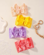doboi Baby Girl Headbands, 12pcs Nylon Headbands with Big Baby Bows, Hair Accessories for Infant Newborn Toddler
