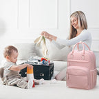 Diaper Bag Backpack Tote for Women Large Capacity, Baby Bag with Insulated Pockets Multifunctional Diaper Bags For Baby Girl Boy Waterproof Baby Bags For Boys Girls Maternity Bag Baby Pink