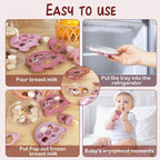 WAJIAYON Baby Breastmilk Popsicle Molds & Baby Fruit Feeder, Infant Food Freezer Tray Storage Containers, Silicone Teething Pacifier Feeder and Teether for Babies,Shower Gifts for Boys and Girls