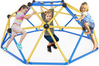 Climbing Dome, 6FT Geometric Dome Climber for Kids, Kids Indoor Outdoor Jungle Gym Supports 600lbs, Easy Assembly Playground Jungle Gym Backyard Play Equipment, Yellow+Blue