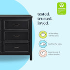 DaVinci Charlie 6-Drawer Baby Dresser - Wooden Double Chest of Drawers for Kids, Boys and Girls - Multi-Purpose Storage Dresser for Bedroom, Nursery, Living Room & Hallway, Easy to Assemble - Ebony