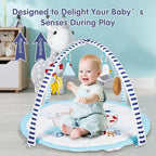Activity Gym, Baby Play Gym Mat for Toddlers, 0-18 Months Tummy Time Play Mats, Infant Play Gym with Detachable Toys for Sensory Exploration and Motor Skill Development, PM2406