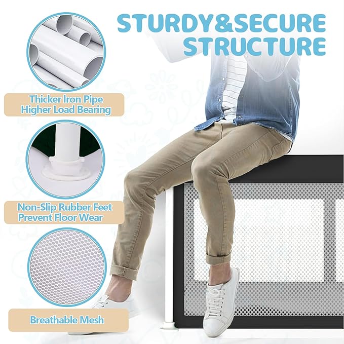 TOREVSIOR Foldable Baby Playpen with Mat, 50"×50" Collapsible Play Pen for Babies and Toddlers, Indoor & Outdoor Kids Safety Play Pen, Portable Play Yard, Foldable Baby Playpen with 50 Ocean Balls