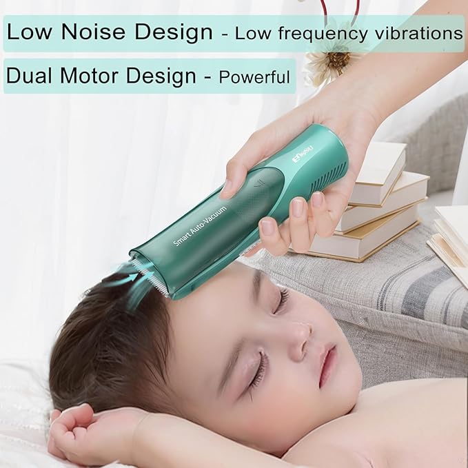 Baby Hair Clippers, Low Noise Electric Vacuum Baby Hair Clippers for Kids, Waterproof, Rechargeable Hair Cutting Kit, Cordless Hair Trimmer for Toddlers & Children