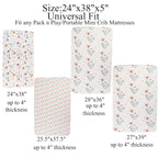 Pack n Play Sheet Stretchy Fitted Portable Mini Crib Sheets Set 3 Pack,Playard Sheets Convertible Playard Mattress Cover,Ultra Soft Jersey Material,Flamingo Elephant & Lion