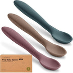 KeaBabies Silicone Baby Spoons, Self Feeding 6-12 months - 3-Pack Baby Weaning Eating Utensils, Toddler First Food Training Spoon, Infant, Kids Feeding Supplies Essential Set, Dishwasher-safe (Rocky)