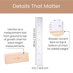 Growth Chart for Wall | Kids Height Chart Canvas Ruler with Wooden Storage Box | Waterproof Measuring Chart | Nursery Decor & Baby Shower Gift