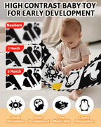 High Contrast Baby Toys, Black and White Newborn Toys for Brain Development, Soft Baby Books, Infant Sensory 0-6-12 Months, Tummy Time Toy, Visual Stimulation Montessori Gift