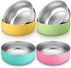 Stainless Steel Bowls with Removable Soft Silicone Sleeves | BPA-Free, Non-Toxic, Non-Slip, Stay-Put | Perfect for Kids, Toddlers & Babies | Ideal for Cereal, Snacks & Meals | 4 Pack