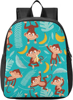 Monkey Banana Toddler Backpack Waterproof Mini Backpack Boys/Girls Cute Small Backpack Kindergarten Pre School Bags (M